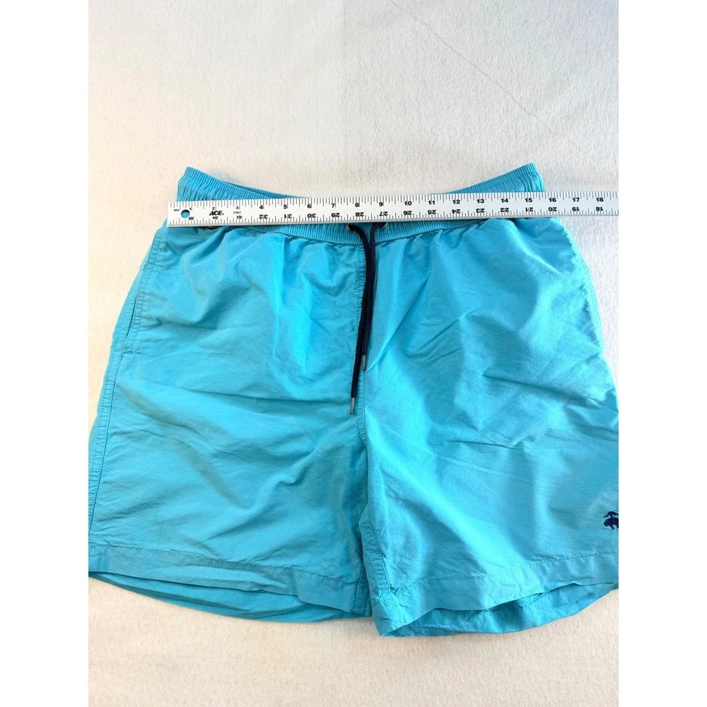 Brooks Brothers Mens Light Blue Swim Trunks Elastic Waist Drawstring 6in Inseam